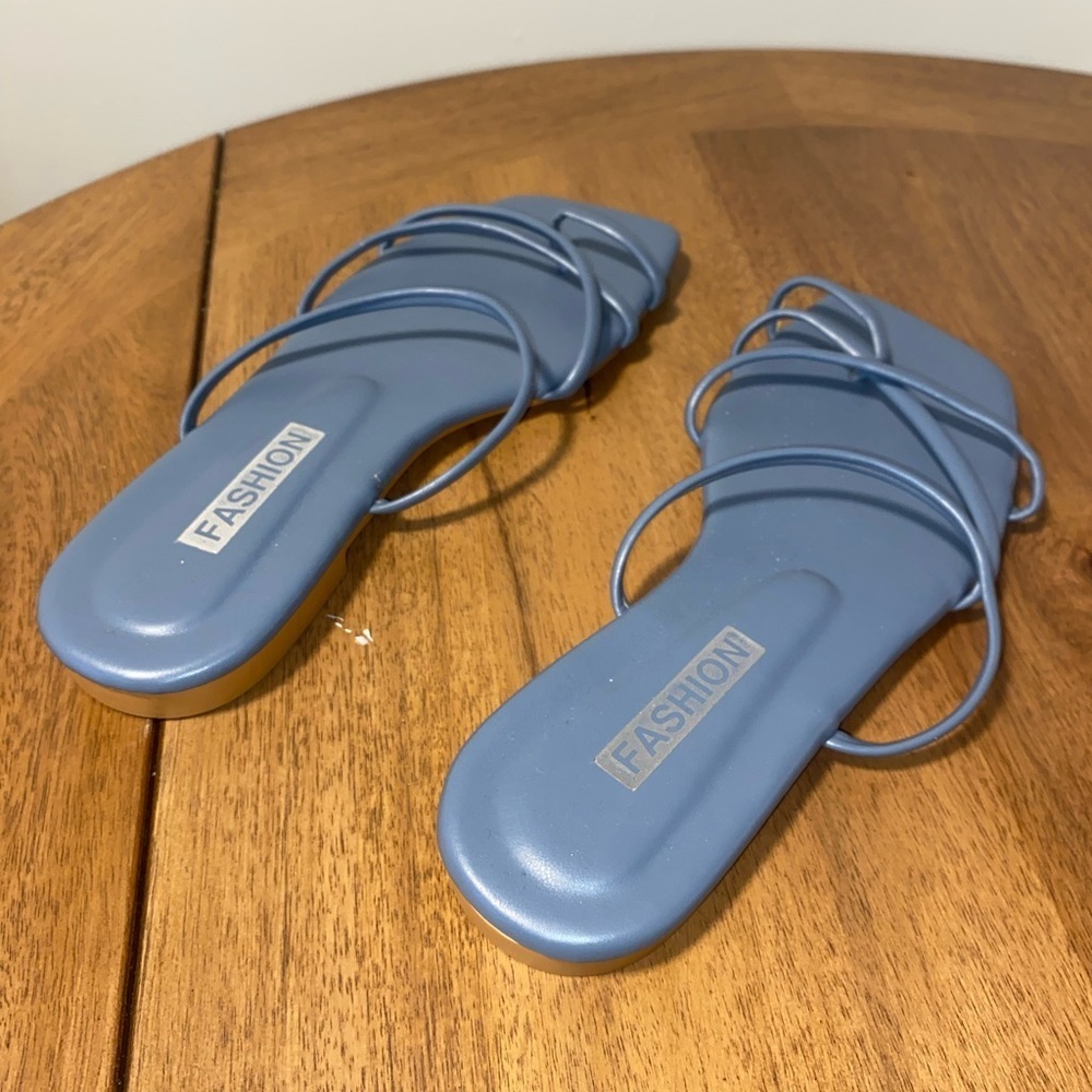 Blue crisscross sandals